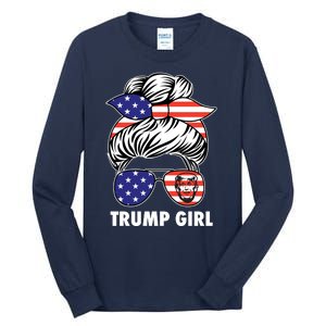 Trump Girl USA American Flag Sunglasses Bandana Tall Long Sleeve T-Shirt