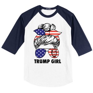 Trump Girl USA American Flag Sunglasses Bandana Baseball Sleeve Shirt