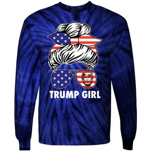 Trump Girl USA American Flag Sunglasses Bandana Tie-Dye Long Sleeve Shirt