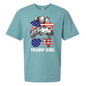 Trump Girl USA American Flag Sunglasses Bandana Sueded Cloud Jersey T-Shirt