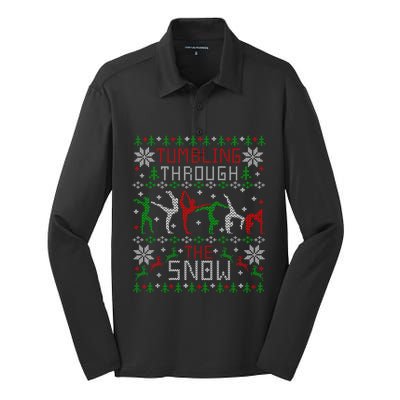 Tumbling Gymnastics Ugly Christmas Party Gift Silk Touch Performance Long Sleeve Polo