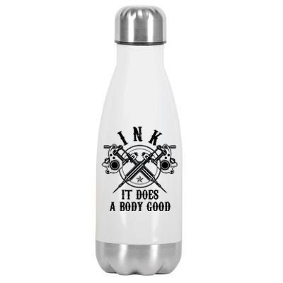 Tattoo Guns Vintage Ink Inked Funny Tattoo Artist Gift Stainless Steel Insulated Water Bottle