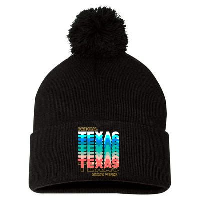 Texas Good Vibes Pom Pom 12in Knit Beanie
