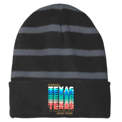 Texas Good Vibes Striped Beanie with Solid Band