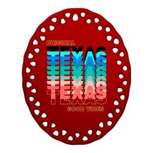 Texas Good Vibes Ceramic Oval Ornament