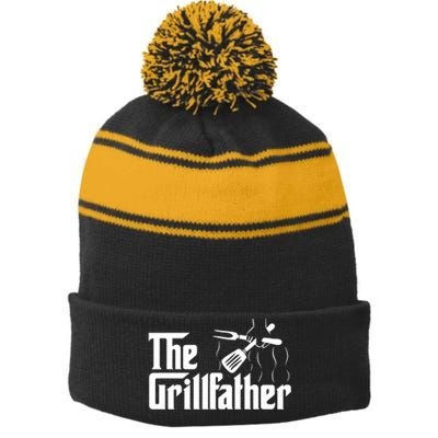 The Grillfather Vintage BBQ Grill | Chef Stripe Pom Pom Beanie