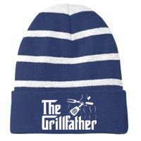 The Grillfather Vintage BBQ Grill | Chef Striped Beanie with Solid Band