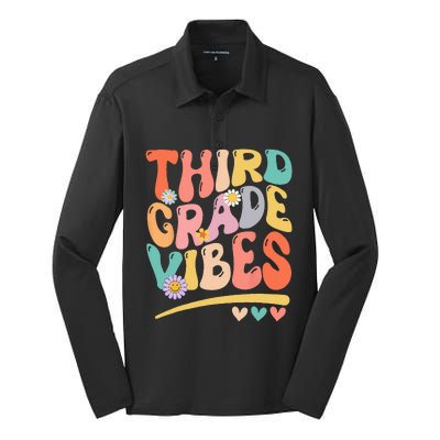 Third Grade Vibes Back To School 3rd Grade Teacher Silk Touch Performance Long Sleeve Polo