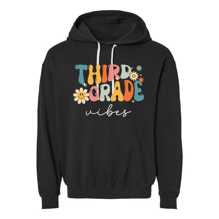 Third Grade Vibes For 3rd Grade Teacher Garment-Dyed Fleece Hoodie