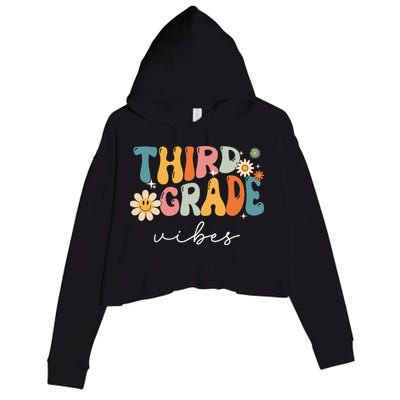 Third Grade Vibes For 3rd Grade Teacher Crop Fleece Hoodie
