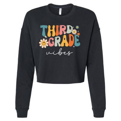 Third Grade Vibes For 3rd Grade Teacher Cropped Pullover Crew
