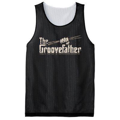 The Groovefather Vintage Drums Drumming Gifts Band Drummer Mesh Reversible Basketball Jersey Tank