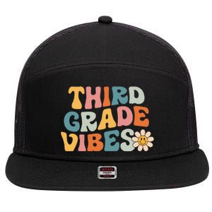 Third Grade Vibes 3rd Grade Team Retro 1st Day of School 7 Panel Mesh Trucker Snapback Hat