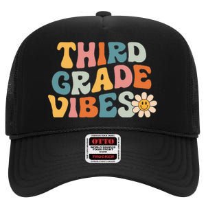 Third Grade Vibes 3rd Grade Team Retro 1st Day of School High Crown Mesh Back Trucker Hat