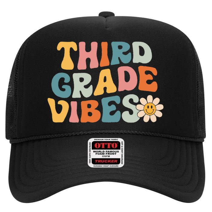 Third Grade Vibes 3rd Grade Team Retro 1st Day of School High Crown Mesh Back Trucker Hat