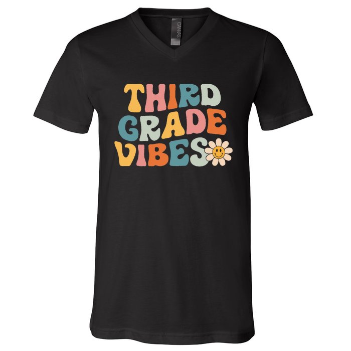 Third Grade Vibes 3rd Grade Team Retro 1st Day of School V-Neck T-Shirt