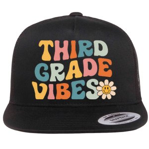 Third Grade Vibes 3rd Grade Team Retro 1st Day of School Flat Bill Trucker Hat