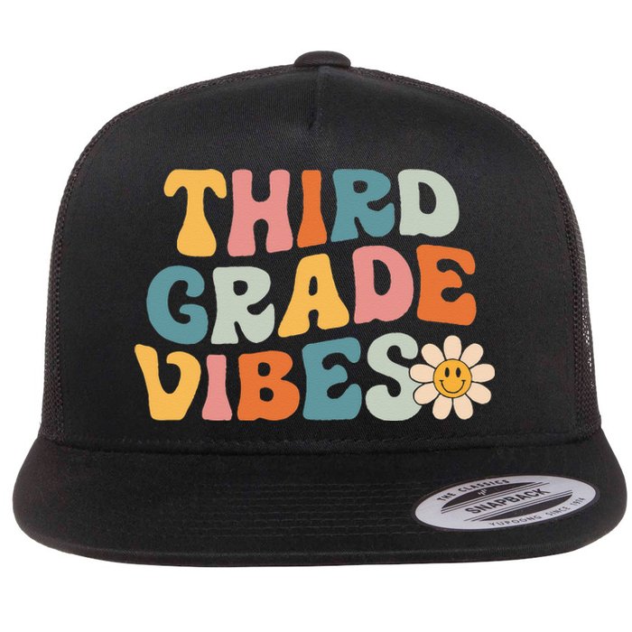 Third Grade Vibes 3rd Grade Team Retro 1st Day of School Flat Bill Trucker Hat