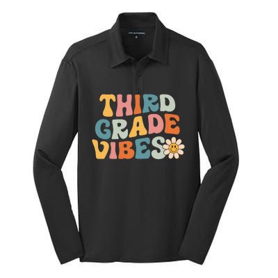 Third Grade Vibes 3rd Grade Team Retro 1st Day of School Silk Touch Performance Long Sleeve Polo