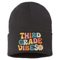 Third Grade Vibes 3rd Grade Team Retro 1st Day of School Sustainable Knit Beanie