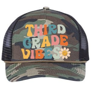 Third Grade Vibes 3rd Grade Team Retro 1st Day of School Retro Rope Trucker Hat Cap