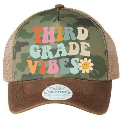 Third Grade Vibes 3rd Grade Retro Gnoovy Back To School Legacy Tie Dye Trucker Hat