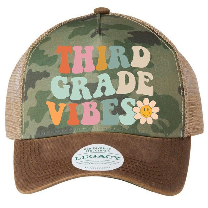 Third Grade Vibes 3rd Grade Retro Gnoovy Back To School Legacy Tie Dye Trucker Hat