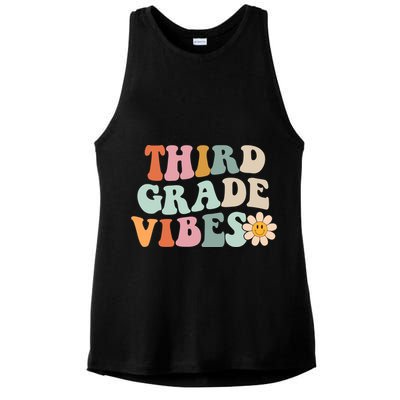 Third Grade Vibes 3rd Grade Retro Gnoovy Back To School Ladies PosiCharge Tri-Blend Wicking Tank