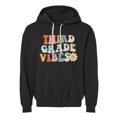 Third Grade Vibes 3rd Grade Retro Gnoovy Back To School Garment-Dyed Fleece Hoodie