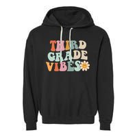 Third Grade Vibes 3rd Grade Retro Gnoovy Back To School Garment-Dyed Fleece Hoodie