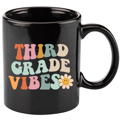 Third Grade Vibes 3rd Grade Retro Gnoovy Back To School 11oz C Handle Ceramic Mug