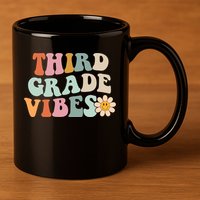 Third Grade Vibes 3rd Grade Retro Gnoovy Back To School 11oz C Handle Ceramic Mug