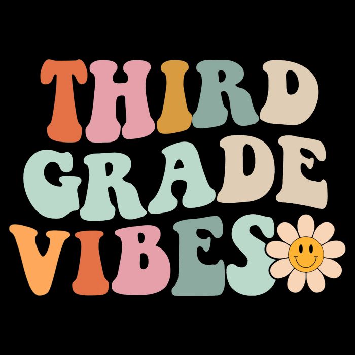 Third Grade Vibes 3rd Grade Retro Gnoovy Back To School Cropped Pullover Crew