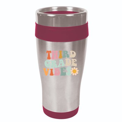 Third Grade Vibes 3rd Grade Retro Gnoovy Back To School 16oz Travel Tumbler