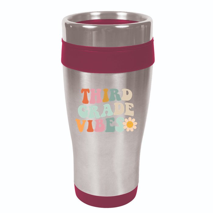 Third Grade Vibes 3rd Grade Retro Gnoovy Back To School 16oz Travel Tumbler