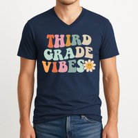 Third Grade Vibes 3rd Grade Retro Gnoovy Back To School V-Neck T-Shirt