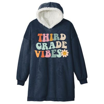 Third Grade Vibes 3rd Grade Retro Gnoovy Back To School Hooded Wearable Blanket