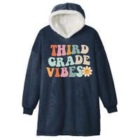 Third Grade Vibes 3rd Grade Retro Gnoovy Back To School Hooded Wearable Blanket
