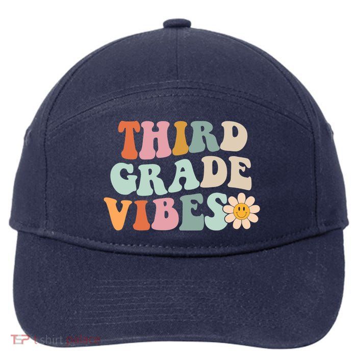 Third Grade Vibes 3rd Grade Retro Gnoovy Back To School 7-Panel Snapback Hat