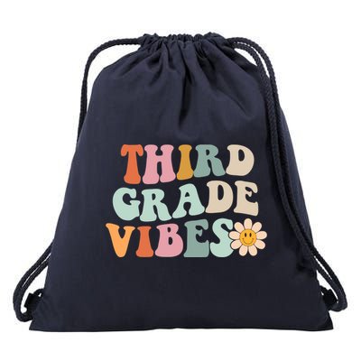 Third Grade Vibes 3rd Grade Retro Gnoovy Back To School Drawstring Bag