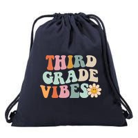 Third Grade Vibes 3rd Grade Retro Gnoovy Back To School Drawstring Bag