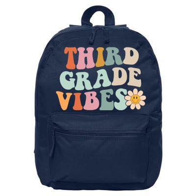 Third Grade Vibes 3rd Grade Retro Gnoovy Back To School 16 in Basic Backpack