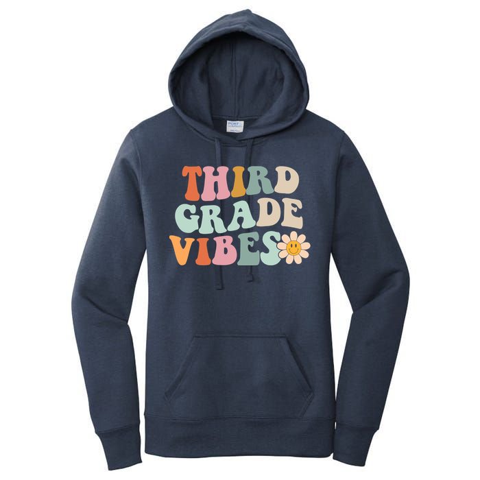 Third Grade Vibes 3rd Grade Retro Gnoovy Back To School Women's Pullover Hoodie