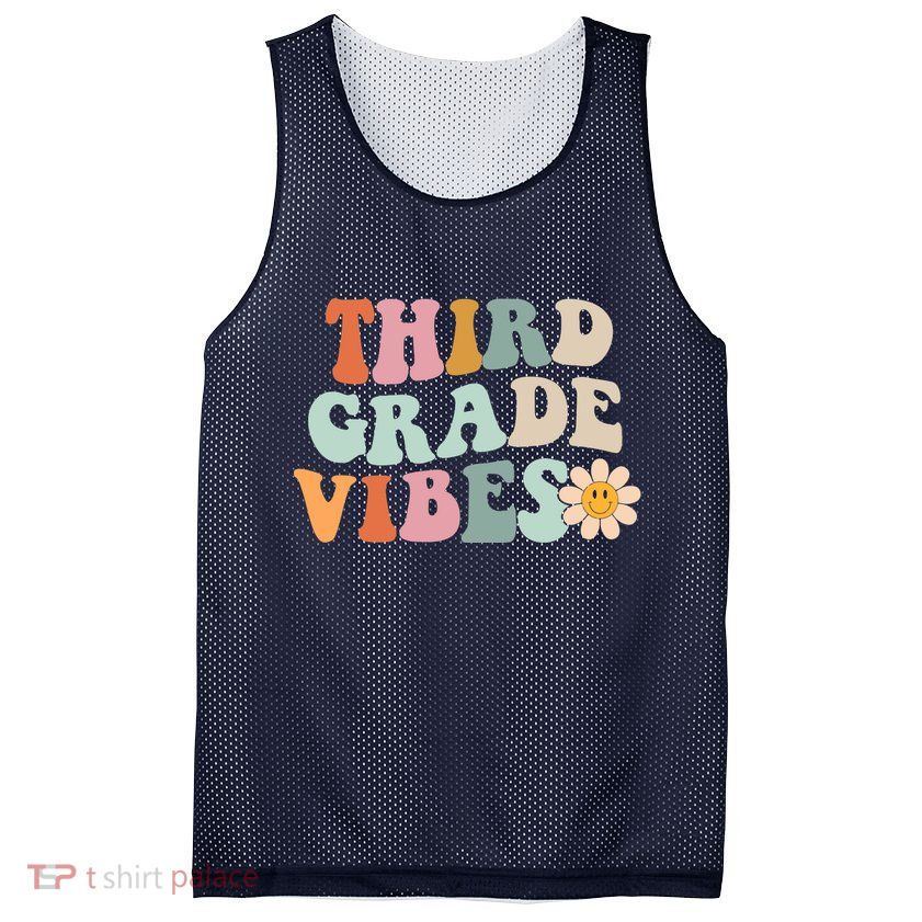Third Grade Vibes 3rd Grade Retro Gnoovy Back To School Mesh Reversible Basketball Jersey Tank