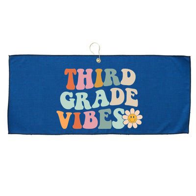 Third Grade Vibes 3rd Grade Retro Gnoovy Back To School Large Microfiber Waffle Golf Towel