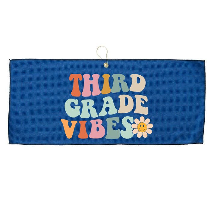 Third Grade Vibes 3rd Grade Retro Gnoovy Back To School Large Microfiber Waffle Golf Towel