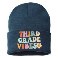Third Grade Vibes 3rd Grade Retro Gnoovy Back To School Sustainable Knit Beanie