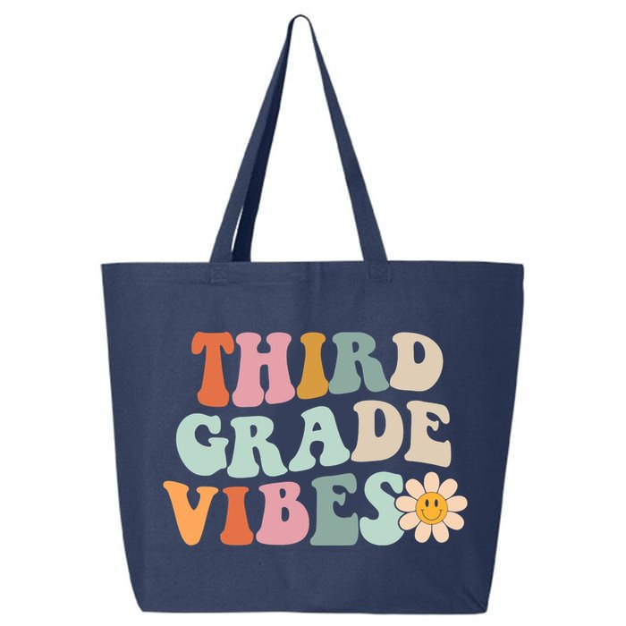 Third Grade Vibes 3rd Grade Retro Gnoovy Back To School 25L Jumbo Tote