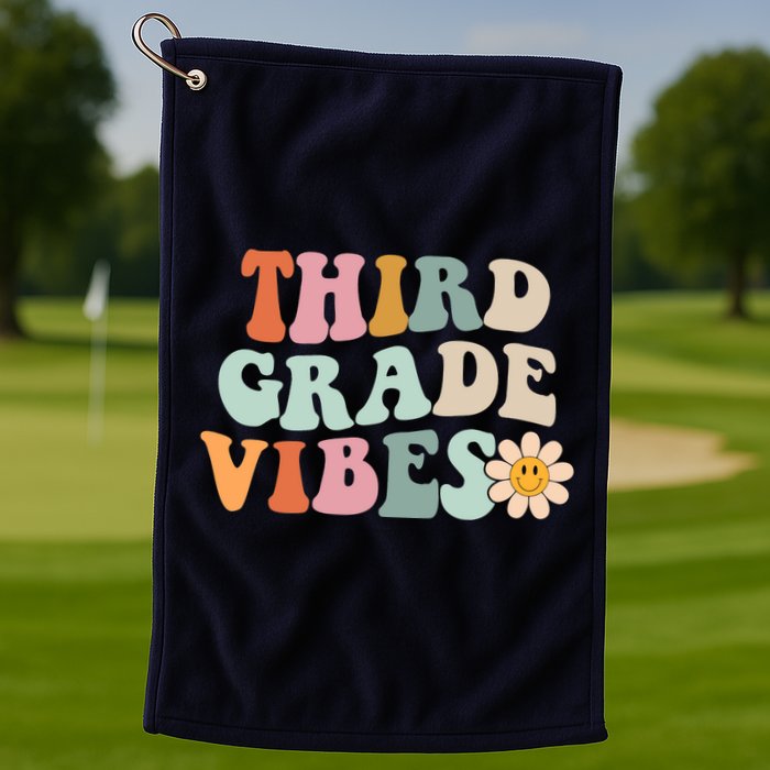 Third Grade Vibes 3rd Grade Retro Gnoovy Back To School Golf Towel