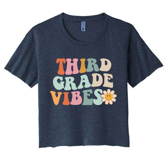 Third Grade Vibes 3rd Grade Retro Gnoovy Back To School Crop Top